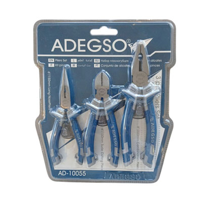 Set de 3 pinzas- Alicate diagonal + Pinza de punta + Pinza universal