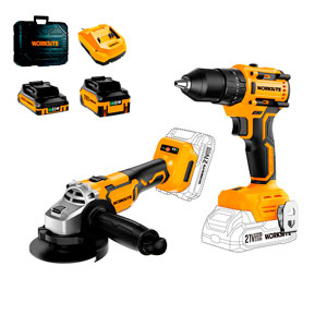 Kit Taladro de impacto 13mm 21V + Amoladora angular 115mm 21V